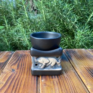 керамична арома лампа черен слон малка