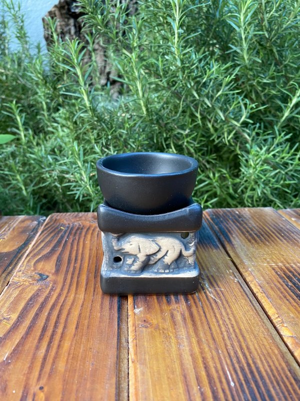 керамична арома лампа черен слон малка